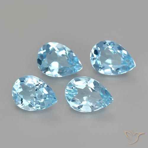 Gemme di Topazio Celeste naturale da 3.30 ct, Forma a pera, VS