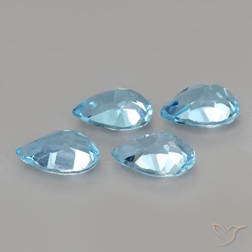 Gemme di Topazio Celeste naturale da 3.30 ct, Forma a pera, VS