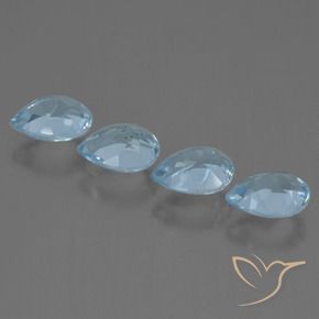 Gemme di Topazio Celeste naturale da 3.42 ct, Forma a pera, VVS-VS