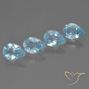 Gemme di Topazio Celeste naturale da 3.24 ct, Forma a pera, VS