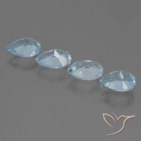 Gemme di Topazio Celeste naturale da 3.24 ct, Forma a pera, VS