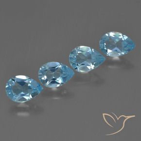 Gemme di Topazio Blu svizzero naturale da 3.06 ct, Forma a pera, VVS-VS