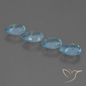 Gemme di Topazio Blu svizzero naturale da 3.06 ct, Forma a pera, VVS-VS