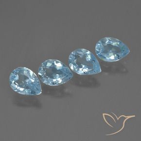 Gemme di Topazio Celeste naturale da 3.17 ct, Forma a pera, VVS-VS