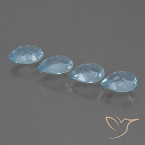 Gemme di Topazio Celeste naturale da 3.17 ct, Forma a pera, VVS-VS