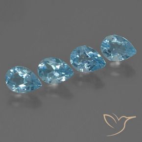 Gemme di Topazio Celeste naturale da 3.43 ct, Forma a pera, VVS-VS