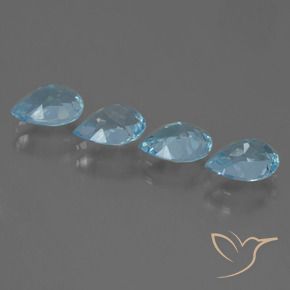 Gemme di Topazio Celeste naturale da 3.43 ct, Forma a pera, VVS-VS