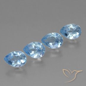 Gemme di Topazio Celeste naturale da 3.32 ct, Forma a pera, VVS-VS