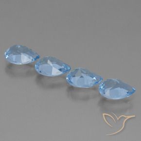 Gemme di Topazio Celeste naturale da 3.32 ct, Forma a pera, VVS-VS