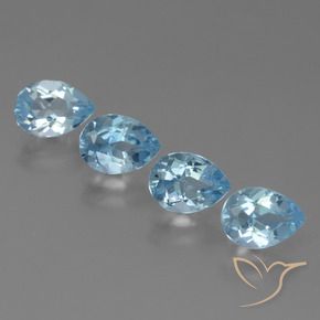 Gemme di Topazio Celeste naturale da 3.53 ct, Forma a pera, VVS-VS