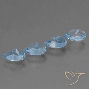 Gemme di Topazio Celeste naturale da 3.53 ct, Forma a pera, VVS-VS