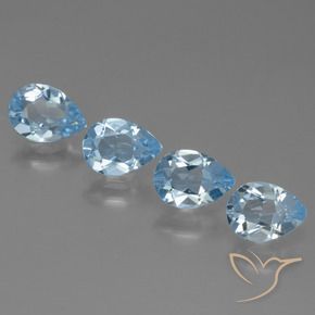 Gemme di Topazio Blu svizzero naturale da 3.03 ct, Forma a pera, VVS-VS