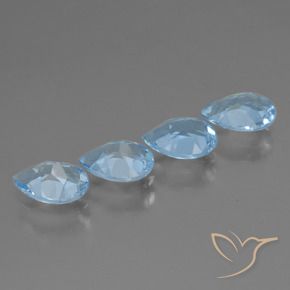 Gemme di Topazio Blu svizzero naturale da 3.03 ct, Forma a pera, VVS-VS