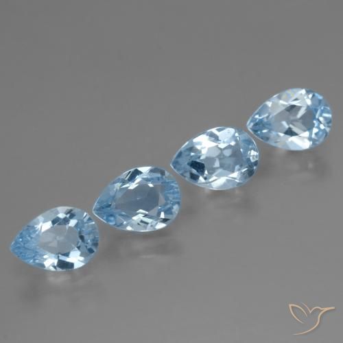 Gemme di Topazio Blu svizzero naturale da 3.44 ct, Forma a pera, VVS-VS