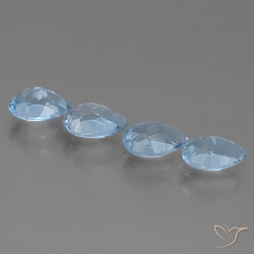 Gemme di Topazio Blu svizzero naturale da 3.44 ct, Forma a pera, VVS-VS