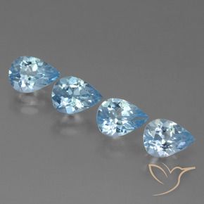 Gemme di Topazio Blu svizzero naturale da 3.32 ct, Forma a pera, VVS-VS