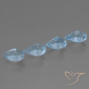 Gemme di Topazio Blu svizzero naturale da 3.32 ct, Forma a pera, VVS-VS