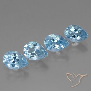 Gemme di Topazio Celeste naturale da 3.50 ct, Forma a pera, VVS-VS