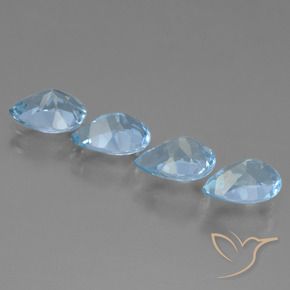 Gemme di Topazio Celeste naturale da 3.50 ct, Forma a pera, VVS-VS