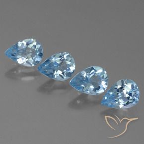 Gemme di Topazio Celeste naturale da 3.09 ct, Forma a pera, VVS-VS