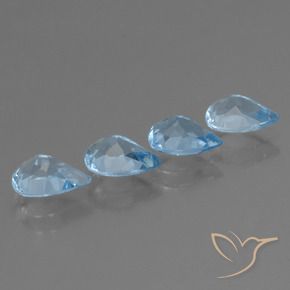 Gemme di Topazio Celeste naturale da 3.09 ct, Forma a pera, VVS-VS