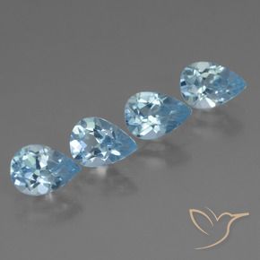 Gemme di Topazio Celeste naturale da 3.20 ct, Forma a pera, VVS-VS