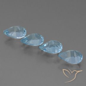 Gemme di Topazio Celeste naturale da 3.20 ct, Forma a pera, VVS-VS