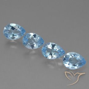 Gemme di Topazio Blu svizzero naturale da 3.35 ct, Forma a pera, VVS-VS