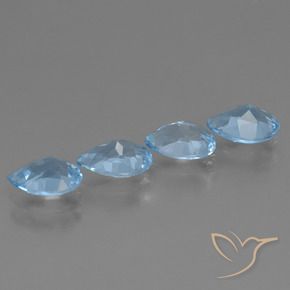 Gemme di Topazio Blu svizzero naturale da 3.35 ct, Forma a pera, VVS-VS