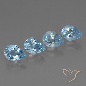 Gemme di Topazio Blu svizzero naturale da 3.40 ct, Forma a pera, VVS-VS