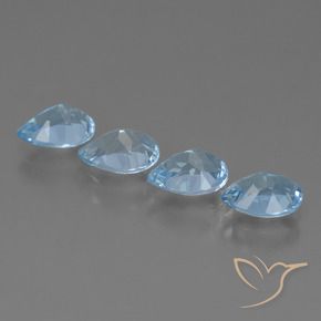Gemme di Topazio Blu svizzero naturale da 3.40 ct, Forma a pera, VVS-VS