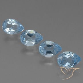 Gemme di Topazio Celeste naturale da 3.02 ct, Forma a pera, VS