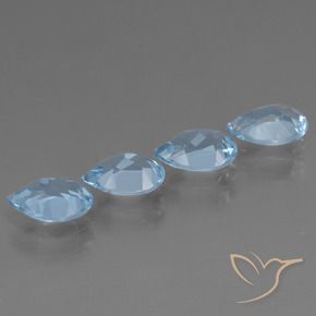 Gemme di Topazio Celeste naturale da 3.02 ct, Forma a pera, VS