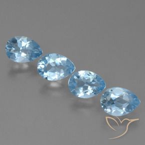 Gemme di Topazio Celeste naturale da 3.24 ct, Forma a pera, VS