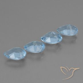 Gemme di Topazio Celeste naturale da 3.24 ct, Forma a pera, VS