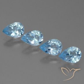 Gemme di Topazio Blu svizzero naturale da 3.03 ct, Forma a pera, VS