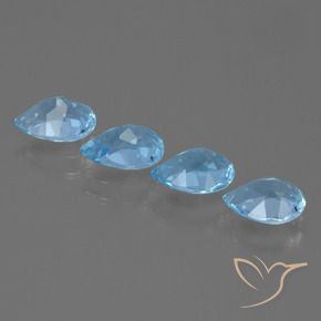 Gemme di Topazio Celeste naturale da 3.35 ct, Forma a pera, VVS-VS