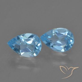 Gemme di Topazio Celeste naturale da 1.59 ct, Forma a pera, VS