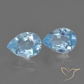 Gemme di Topazio Celeste naturale da 1.63 ct, Forma a pera, VVS-VS