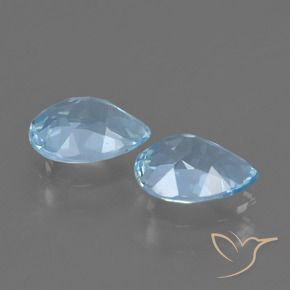 Gemme di Topazio Celeste naturale da 1.63 ct, Forma a pera, VVS-VS