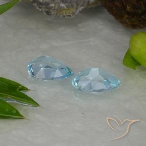 Gemme di Topazio Celeste naturale da 1.65 ct, Forma a pera, VVS-VS