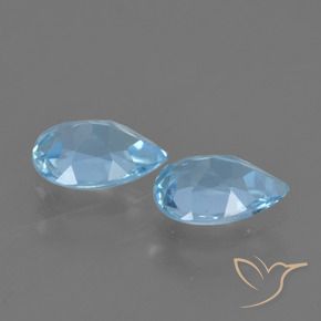 Gemme di Topazio Celeste naturale da 1.53 ct, Forma a pera, VS
