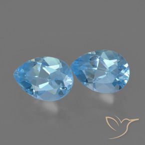 Gemme di Topazio Celeste naturale da 1.66 ct, Forma a pera, VS
