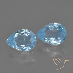 Gemme di Topazio Celeste naturale da 1.71 ct, Forma a pera, VVS-VS