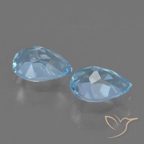 Gemme di Topazio Celeste naturale da 1.71 ct, Forma a pera, VVS-VS