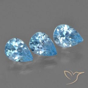 Gemme di Topazio Celeste naturale da 2.20 ct, Forma a pera, VS