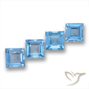 Gemme di Topazio Blu svizzero naturale da 7.25 ct, Quadrato, VVS-VS