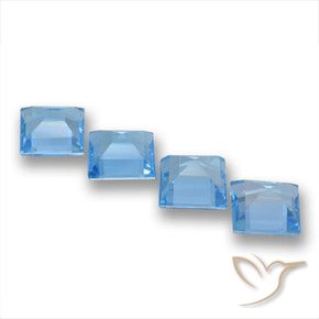 Gemme di Topazio Blu svizzero naturale da 7.25 ct, Quadrato, VVS-VS
