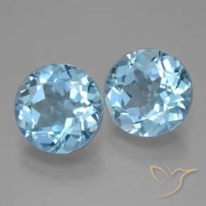 Gemme di Topazio Blu svizzero naturale da 6.45 ct, Rotondo, VVS-VS