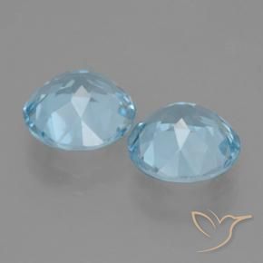 Gemme di Topazio Blu svizzero naturale da 6.45 ct, Rotondo, VVS-VS